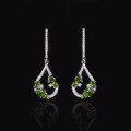 wholesale S925 Sterling Silver Inlaid Natural Garnet Earrings Crystal Diopside Earrings-0-4