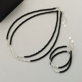 wholesale S925 Silver Black Onyx Crushed Silver Chain Necklace, Niche Design, Light Luxury Minimalist Neck Accessory Y00701-0-0