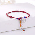 wholesale S925 Sterling Silver Yaxi New Chinese Style Retro Lucky Bag Bracelet, Hand-Woven Fortune Character Adjustable Five-Color Rope for Birth Year-0-1