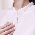 wholesale 925 Sterling Silver Bamboo Knot with Water Foam Jade Pendant Necklace for Women, Chinese Style Trendy Collarbone Chain, Ins Style Niche Design Gourd Charm-0-3