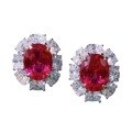 wholesale Sterling Silver New 7*9 Ruby Stud Earrings Simple and Elegant Jewelry Drop Shipping-0-4