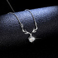 Sterling Silver Moissanite 1ct Pendant Necklace with Antler Design-0-1