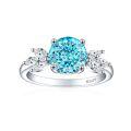 wholesale S925 Sterling Silver 2ct Flame Ice Cut Ring Design Gemstone High Carbon Diamond Women's Engagement Ring-0-10