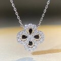 wholesale S925 Sterling Silver New Amazon Cross-Border Bestseller Four-Leaf Clover Full Diamond Pendant Necklace Women's Collarbone Chain Jewelry Wholesale-0-10