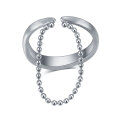 wholesale S925 Sterling Silver Trendy Minimalist Chain Plated Gold Open Adjustable Ring Unisex Couple Bands-0-4
