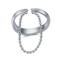 wholesale S925 Sterling Silver Trendy Minimalist Chain Plated Gold Open Adjustable Ring Unisex Couple Bands-Silver ring Adjustable opening