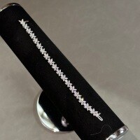 wholesale S925 Sterling Silver Four-Leaf Clover Full Diamond Bracelet for Women, Light Luxury Niche Exquisite Victoria Marquise Melee Diamond Floral Bracelet-White Gold M size (chain length 16.5CM)