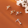 wholesale S925 Sterling Silver Earrings for Women, Personalized and Elegant Full Diamond Cross Threaded Ear Jewelry G9425-0-0