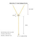 wholesale S925 Sterling Silver Eight-pointed Star Tassel Chain Necklace With Zircon-0-4