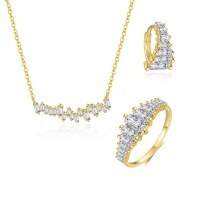 wholesale S925 Sterling Silver Geometric Square Micro-inlaid Zircon Earrings For Women-Single three-piece set 925 silver