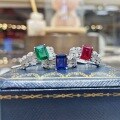 wholesale S925 Silver Plated with 18K Gold, 15ct Lab-grown Gemstone Ring for Women, Cross-border Fashion Jewelry, Ready to Ship-0-0