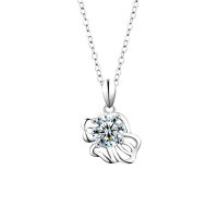 S925 Sterling Silver Moissanite Zodiac Necklace for Women-Leo (July 23 - August 22) (Platinum Gold)  1-Carat Moissanite