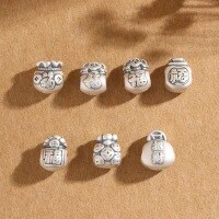 wholesale 999 Sterling Silver Lucky Bag Retro Accessories Pouch for Men and Women DIY Woven Bracelet Beaded Bracelet Pure Silver Loose Beads Stringing Jewelry Accessories-A lucky coin bag