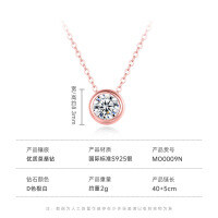 925 Silver Moissanite Round Bubble Necklace Women's Light Luxury Simple D Color-Round Bubble Necklace [1 Carat] Rose Gold  925 Silver