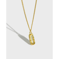 wholesale S925 Sterling Silver 061 Korean Version Ins Niche Textured Square Pendant Necklace Women's Collarbone Chain Jewelry Wholesale-Platinum 925 silver