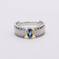 wholesale S925 silver plated with 14K gold London blue ring, trendy sweet-cool niche luxury style, from jewelry source manufacturer wholesale-0-1