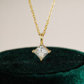 Sterling Silver 1ct Square Moissanite Pendant Necklace, Women's Minimalist Choker-0-0