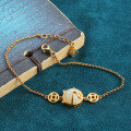 wholesale Gold-plated 925 Sterling Silver Fortune Cat Hetian Jade Bracelet, a niche vintage Hanfu accessory with jade ornaments-0-2