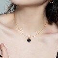 wholesale S925 Silver New European and American Stylish Large Serpentine Black Onyx Necklace for Women, Factory Direct-0-1