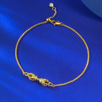 wholesale S925 silver gold-colored Vajra ancient method diamond-studded Vajra bracelet-B158 Golden Vajra Bracelet>925 Silver