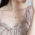 wholesale 925 Silver Vintage Japanese Style Multi-Way Wear Amazonite and White Crystal Pendant with Classical Geometric Lace Bracelet for Women-0-3