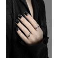 wholesale S925 Sterling Silver Original Niche Design Cold Tone Irregular Textured Black Drip Glaze Open Adjustable Ring Unisex-0-3