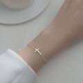 wholesale S925 silver polished cross bracelet, Korean-style minimalist fresh and simple personalized jewelry for women S4921-0-3