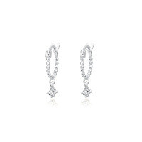 wholesale 925 Sterling Silver Minimalist Geometric Circle Stud Earrings With Zircon, Cross-border Ready-E2772-White Gold 925 Silver