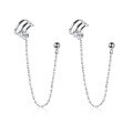 wholesale S925 silver Korean-style elegant C-shaped trendy triple-layer ear clip versatile long ear chain earrings G4375-0-0
