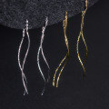 wholesale S925 Sterling Silver Fairy-like Sparkling Wave Ear Threads Double Twisted Curve Long Versatile Earrings M05642-0-2