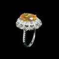 wholesale 925 Silver Gold-Plated Ring with High Carbon Diamonds Fancy Orange Oval Luxury Banquet Event Jewelry Versatile Women's Ring-0-3