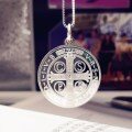 wholesale S925 Sterling Silver Ancient Greek Figure Round Pendant Minimalist Retro Unique Small Batch Design Cross Fashion Necklace-0-2