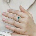 wholesale S925 Silver Cross-Border European and American Fashion Cultured Emerald Ring for Women, Inlaid with Colored Gemstones and Full of Diamonds, Light Luxury Design Ring-0-4