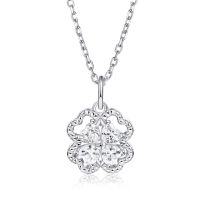 wholesale S925 Sterling Silver Cross-border Four-leaf Clover Necklace Accessory with Design Sense Heart-shaped Pendant Choker for Wholesale-Platinum 925 silver