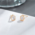 wholesale S925 gold-plated silver, Dunli irregular white crystal ear stud necklace, fashionable and minimalist OL women's earrings wholesale-0-1