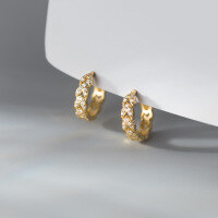 wholesale S925 silver with diamond twist ear clips, ins-style diamond weave, versatile heart-shaped earrings M03646-s925 silver pair gold 925 silver