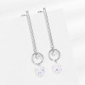 wholesale S925 Sterling Silver Korean-style Women's Small Hoop Earrings with Geometric Tassel Drop, Long Minimalist Dangle Earrings for 2023-0-3
