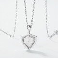 wholesale S925 sterling silver fashion minimalist versatile shield necklace, elegant niche jewelry, lightweight luxury style collarbone chain accessory wholesale-0-1