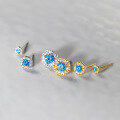 wholesale S925 Silver Korean Style Shiny White Diamond Round Ear Studs Sweet Ins Style Design Blue Diamond Round Ear Studs M06544-0-3