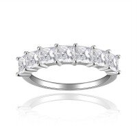 wholesale S925 Sterling Silver 35mm Princess Cut Moissanite Ring for Women, Everyday Versatile Style, Popular on Instagram for Cross-Border Independent Websites-White Gold (1.75ct)  US size 7