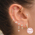wholesale S925 Sterling Silver Flower Diamond Flat Threaded Cartilage Ear Piercing-0-2