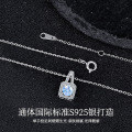 Sterling Silver Classic Moissanite Micro-Set Square Pendant Necklace-0-0