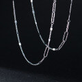 wholesale S925 silver spliced women's necklace with pleated hollow chain, minimalist and versatile D9664 collarbone chain-0-0