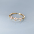 wholesale S925 Silver Sweet Summer Flower Ring for Women with Pink Diamonds, Fresh Small Floral Index Finger Ring R00035-0-2