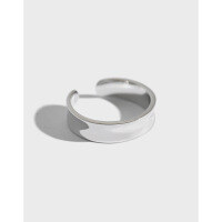 wholesale S925 Sterling Silver 275 Korean Version Ins Minimalist Style Niche Concave Ring Women's Pinky Ring Knuckle Ring Silver Jewelry Wholesale-Platinum [No. 6/Adjustable] Opening adjustable