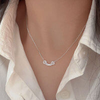 wholesale S925 Sterling Silver Minimalist Smile Pendant Necklace for Women, Small and Fresh Design, New TikTok Viral Trendy Layering Chain-40+5CM (full sterling silver)