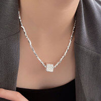 wholesale S925 Sterling Silver Super Heavy Workmanship Broken Silver Necklace for Women, Korean High-End Custom New Summer Style Versatile Collarbone Chain-Pure silver (45+5CM)