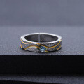 wholesale S925 sterling silver designer-style open-ended couple rings withwave design, inlaid with gemstones and enamel-0-1