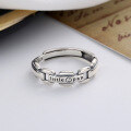 wholesale S925 Sterling Silver Minimalist Ins Korean Style Chain English Letter Ring Index Finger Ring for Women-0-1