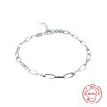 wholesale S925 Sterling Silver Paper Clip Bracelet, Trendy Ins Style, Simple and Creative Women's Jewelry-0-4